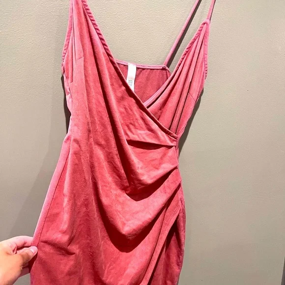 New Pink Suede Dress Mini Sleeveless Date Night Cocktail Spring Summer - Picture 4 of 11